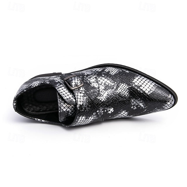 Formal Brown Print Snake Shoes Strap Monk Men Classic – for FashionChic