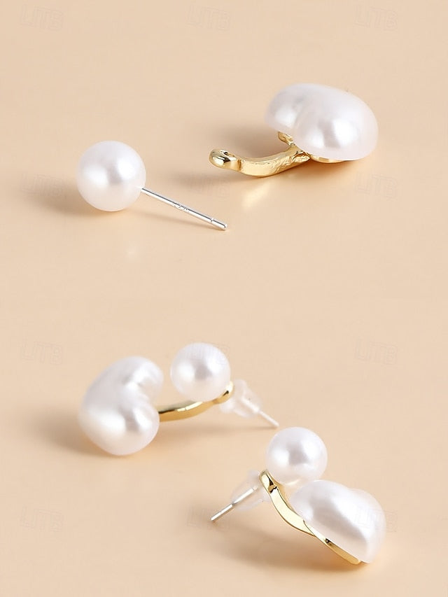Pearl Heart-Shaped Romantic Earrings Minimalist – Drop Elegant FashionChic