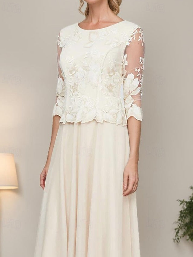Mother Simple Elegant Dress of Bride A-Line Crew Minimalist the FashionChic