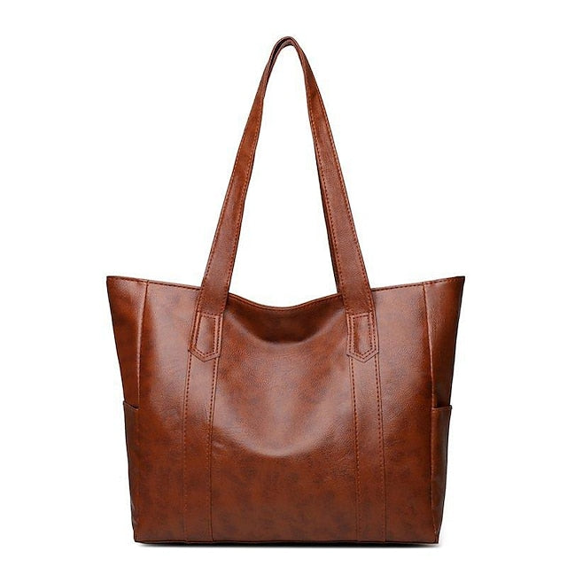 Bag Black – Leather Large Faux Women's Tote Stylish FashionChic