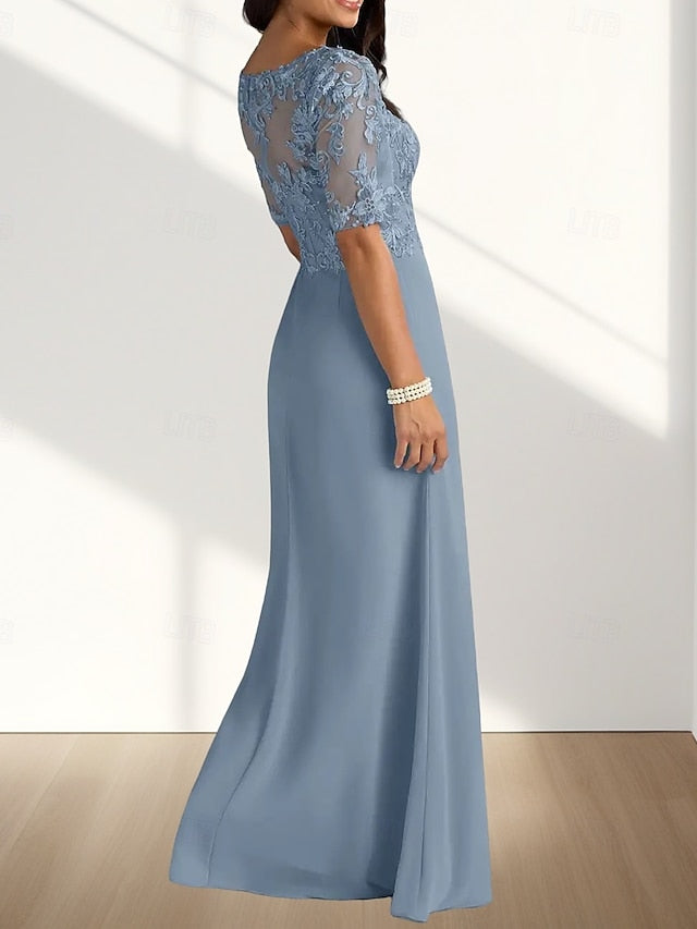 Guest of Bride A-Line Dress Neck Mother V Elegant the Wedding FashionChic