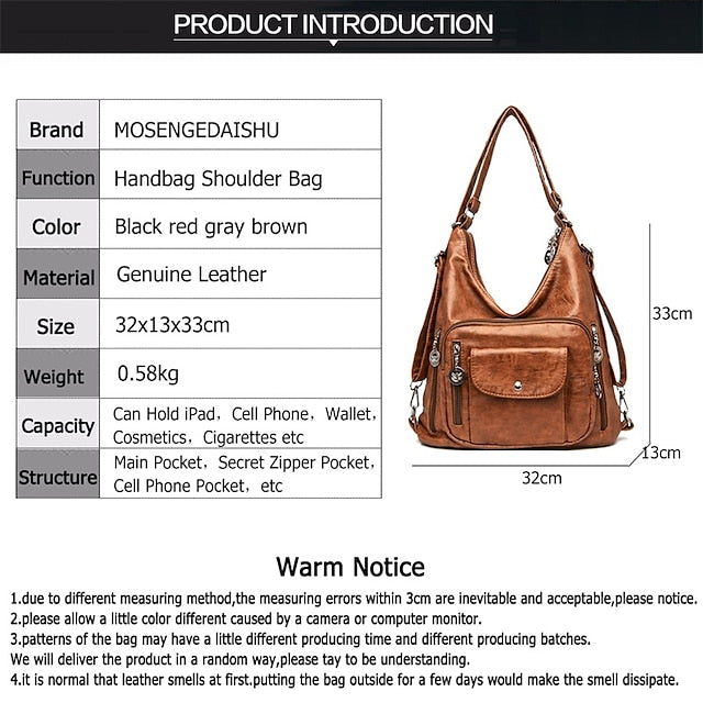 Bag - Leather Women's Faux Hobo Vintage-Style Brown FashionChic