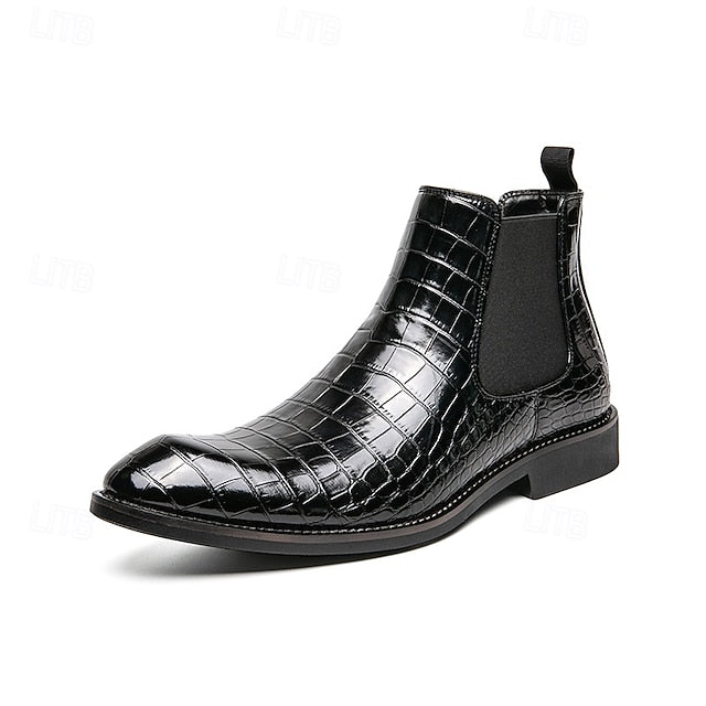 Boots – Chelsea Brown Men's Crocodile Pattern Slip-On FashionChic