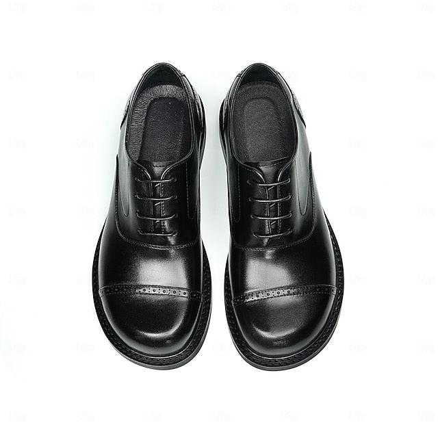 Shoes- Leather Toe Genuine Dress Men's Oxford Cap First FashionChic