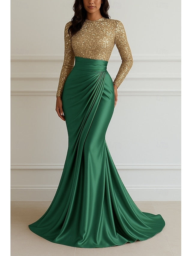 Elegant Gown Evening Wedding Sequin Formal Dress Floor Mermaid FashionChic