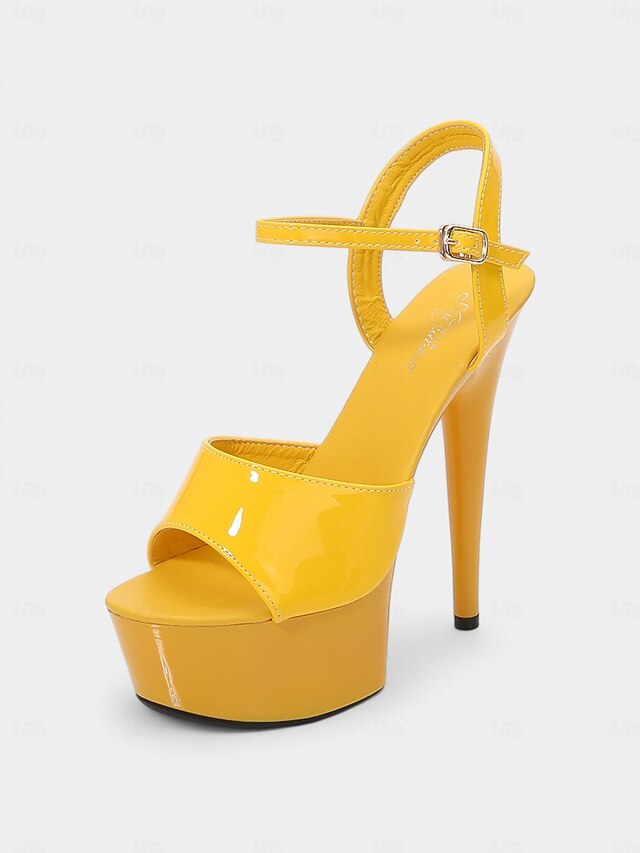 Sandals for - Platform Leather Red Peep Patent Women Toe FashionChic