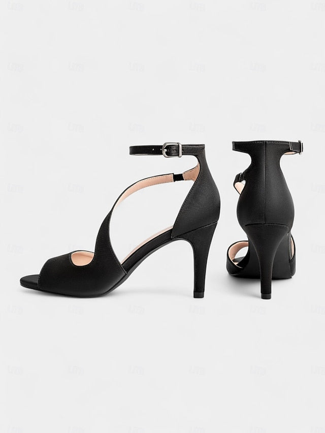 for Women Nude Peep-Toe Wedding Elegant - Satin Heels FashionChic