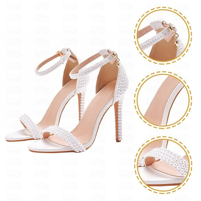 Wedding Elegant Heel High Pearl-Embellished Shoes Women's FashionChic