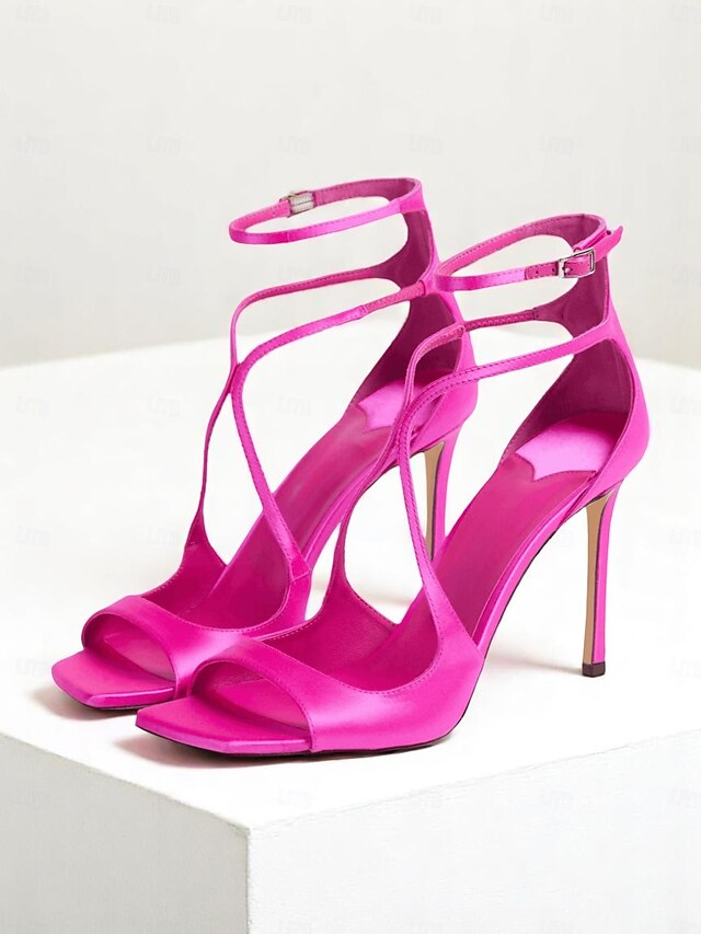 Stiletto Crisscross Heels Elegant - Women's Satin Lavender FashionChic