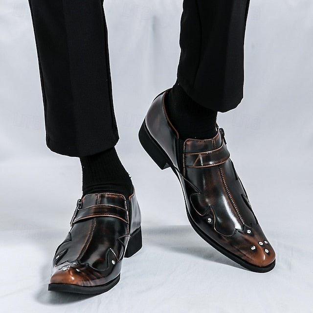 Formal Monk Black – Dress Men's Strap Leather Shoes FashionChic