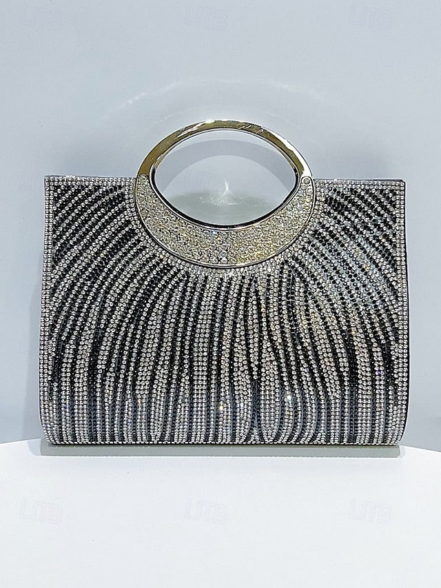 Evening Bag Clutch – Round Rhinestone with Women's Handle FashionChic