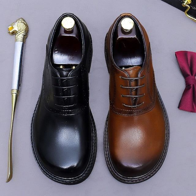 Shoes- Layer First Dress Genuine Oxford Men's Leather FashionChic