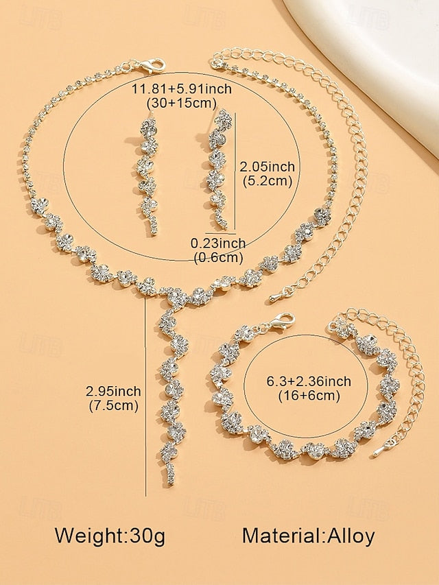 – Jewelry Gold Elegant Rhinestone Set Necklace FashionChic