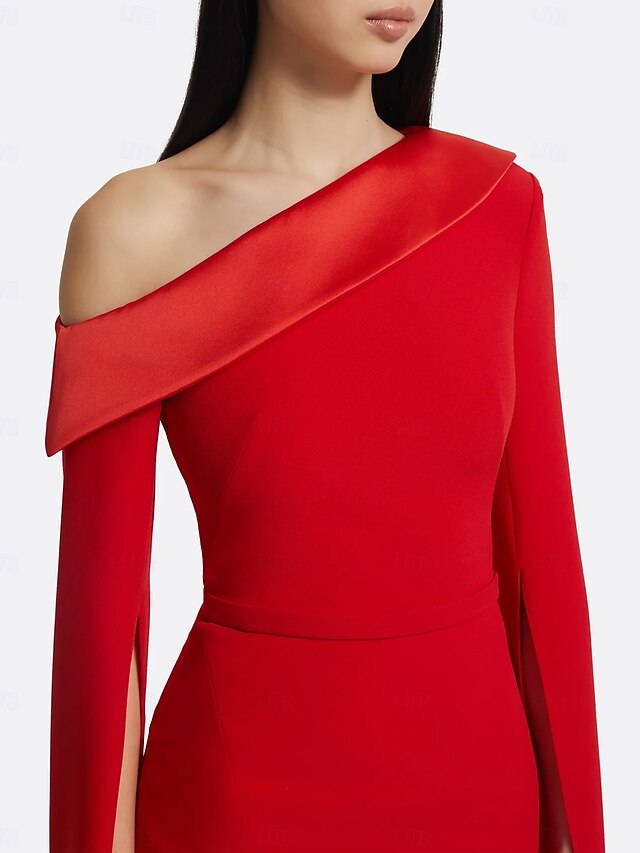Gown / Formal Red Column Evening Dress Sheath Elegant Black FashionChic