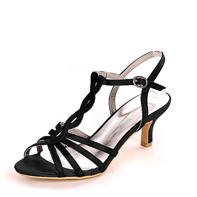 – Mid-Heel Satin Women's Purple Strappy Elegant Sandals FashionChic