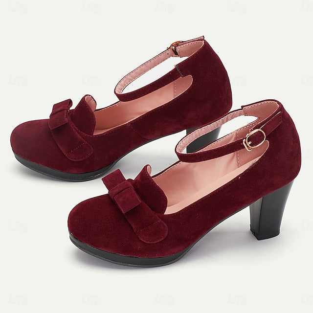 with Mary Bow Women's Heels - Jane Suede Detail Green FashionChic