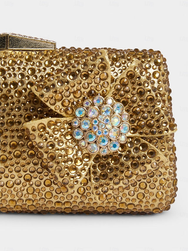 Clutch Heel Sparkling Bow Matching High with Sandals Rhinestone FashionChic