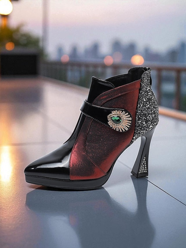 Heel Women's Ankle Glitter High Boots FashionChic