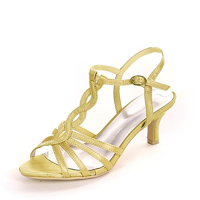 – Mid-Heel Satin Women's Purple Strappy Elegant Sandals FashionChic