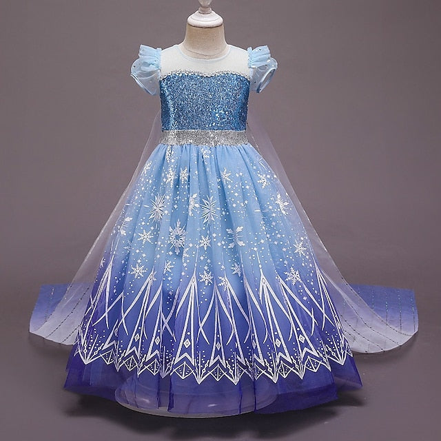 Dress Tulle Crown Princess Cape Set Cloak Hooded Elsa With FashionChic