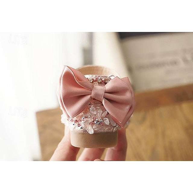 Girl Sparkly with Shoes Crystal and Bow Flower Girls' Satin FashionChic