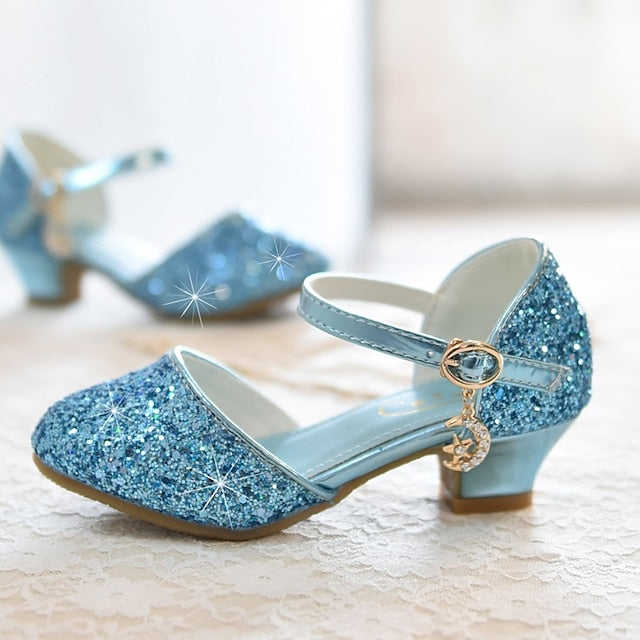 Little Princess Girls' Heels Glitters Party Rubber PU Shoes FashionChic