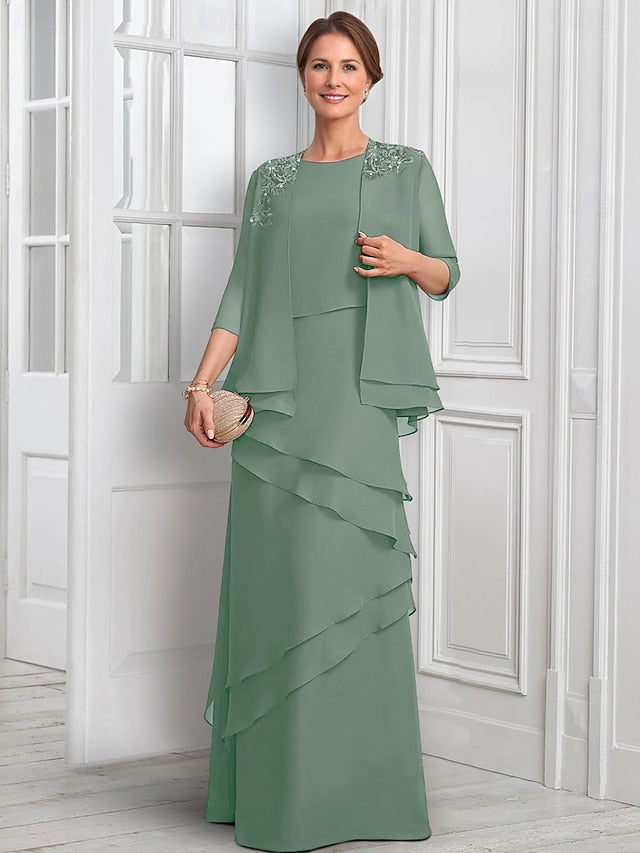 Mother Piece Formal Suit Elegant Bride A-Line Two Dress the of FashionChic