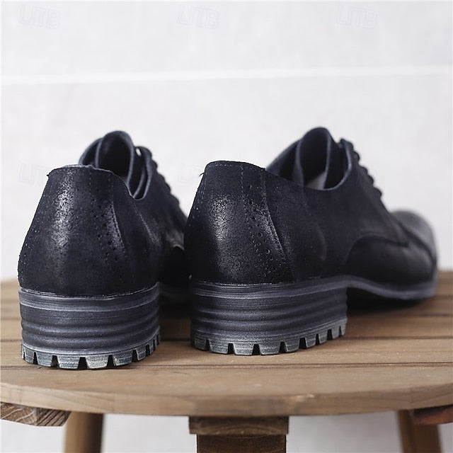 Vintage Genuine Dress Oxford Shoes Leather – Brogue Men's FashionChic