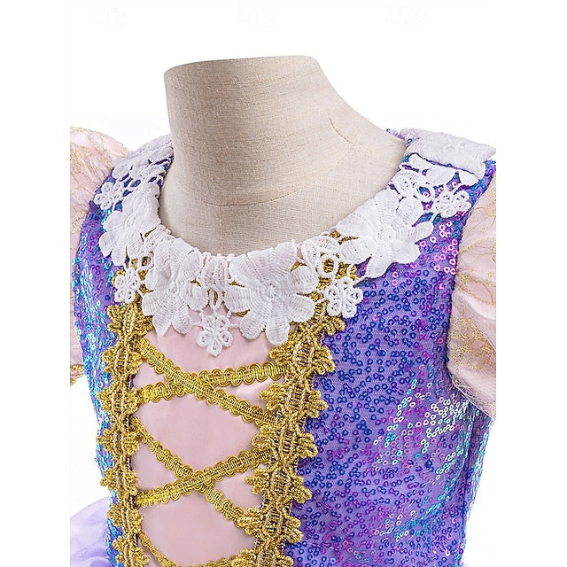 Rapunzel Flower Dress Girl Party Theme Princess Fairytale Sofia FashionChic