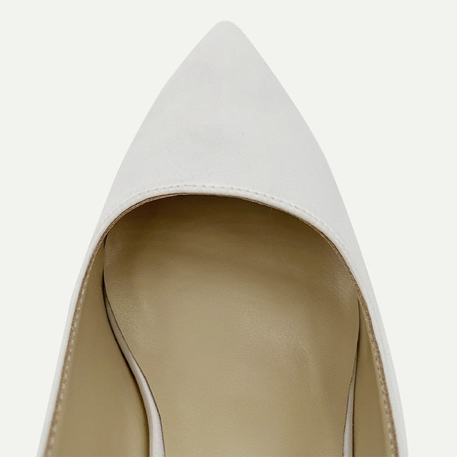 Tie Heels White with Pointed for - Toe Women Slingback Bow FashionChic