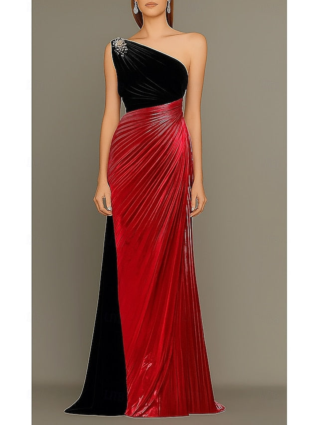Wedding Elegant Gold Formal Gown Evening Dress Black Column FashionChic