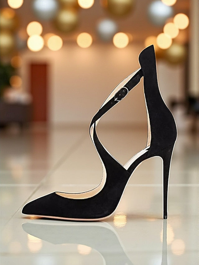 - Women's Leather Heels Purple Stiletto Strappy Patent FashionChic