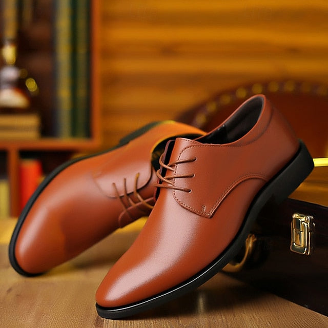 Black Derby Shoes Lace-Up Classic Formal – Men's Glossy FashionChic