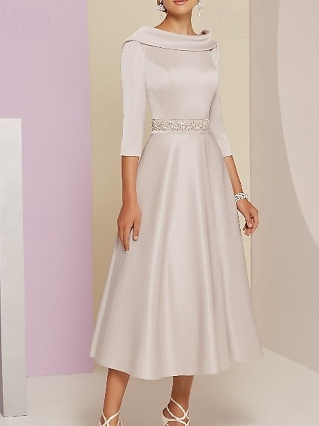 Vintage Bateau A-Line Elegant the Mother of Dress Bride FashionChic