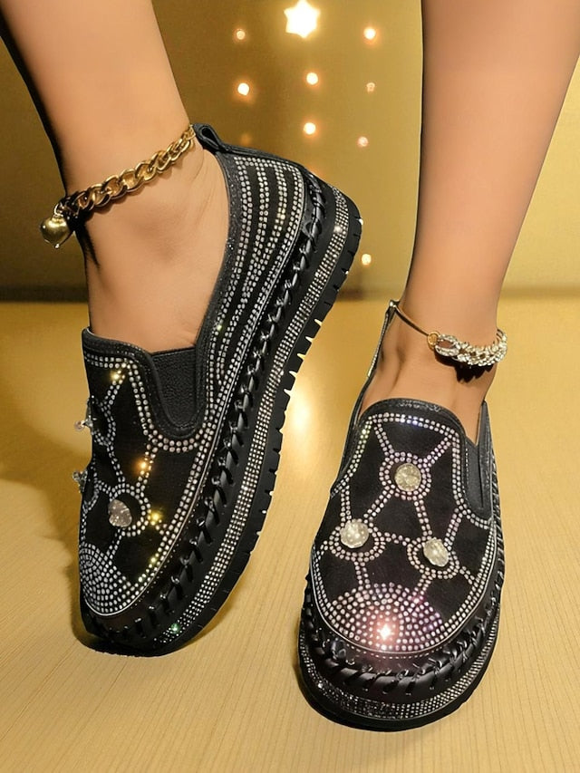 with Slip-On Rhinestone Red Women's Platform Sneakers Studs FashionChic