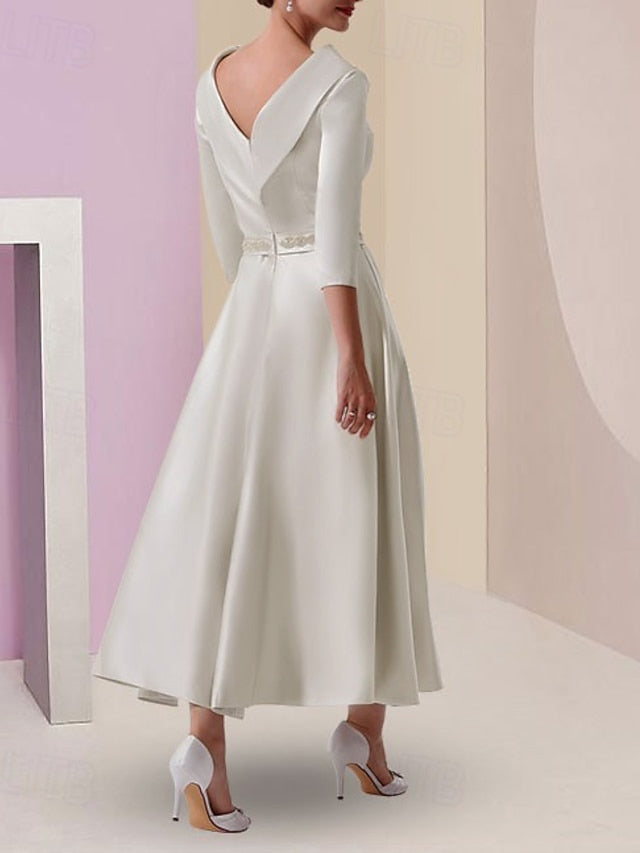 Vintage Bateau A-Line Elegant the Mother of Dress Bride FashionChic