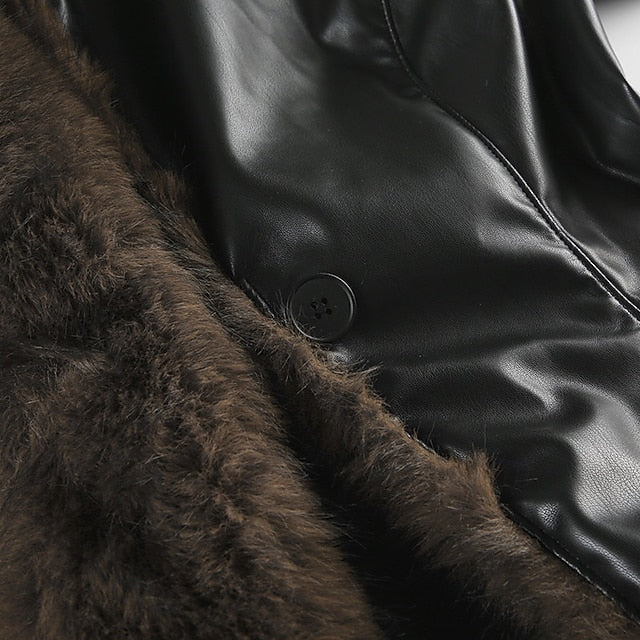 Jacket Warm Comfortable Women's Buttons Fur Casual Collar FashionChic