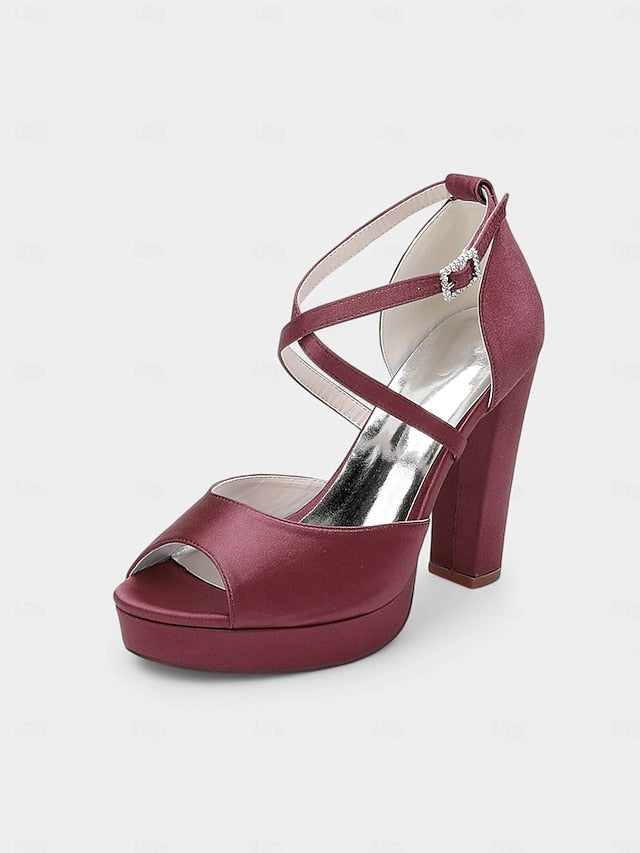 High Peep and Women's Sandals Heel Platform Toe Satin with FashionChic