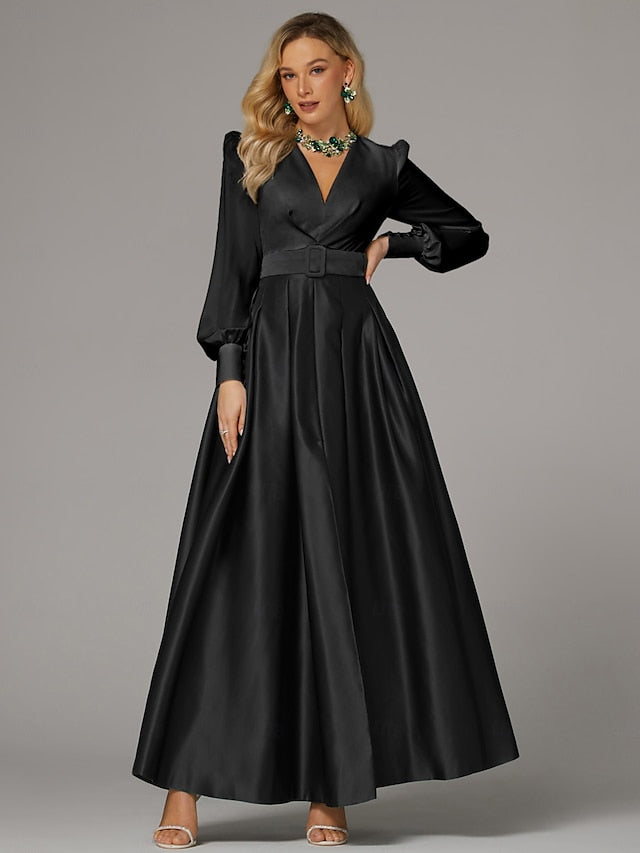Gown Split Floor Evening Formal High Dress Wedding Guest A-Line FashionChic
