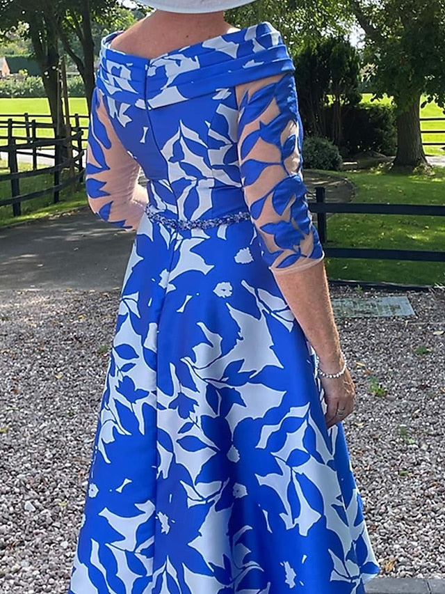 Neck Elegant Bride Mother Boat Simple of Dress A-Line the FashionChic