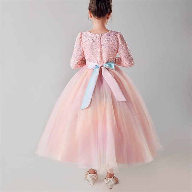 Kids Party Girls' Dress Color Flower Solid Girl FashionChic