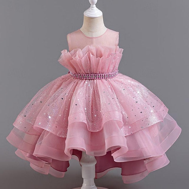 Sleeveless Dress Girls' Party Kids Girl Sequin Flower FashionChic