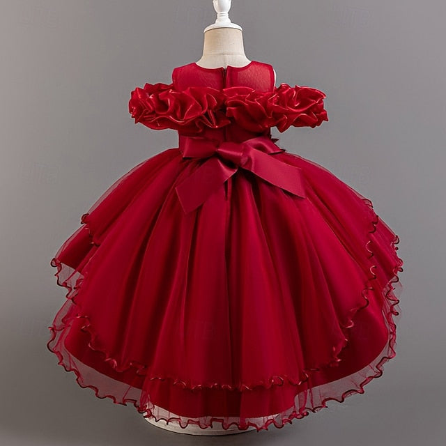 Dress Floral Sleeve Wedding Girls' Short Kids Party Flower FashionChic