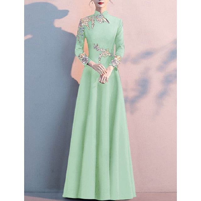 the Bride High Simple Neck Mother Dress A-Line of Floor Elegant FashionChic