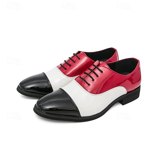 Red and Leather Shoes Patent Men's Oxford – White FashionChic