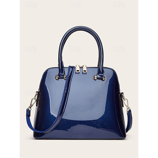 - Patent Green Women's Elegant Bag Shiny Leather Tote FashionChic