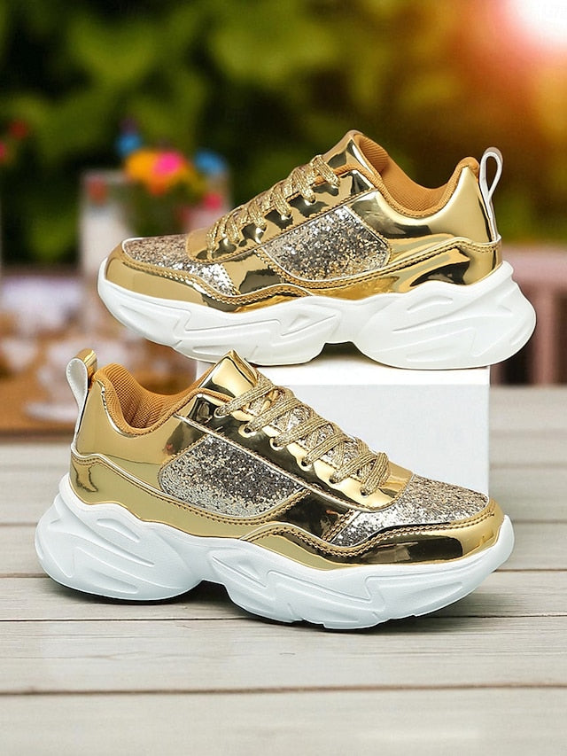 with Sneakers Platform Metallic Chunky Glitter Women's FashionChic