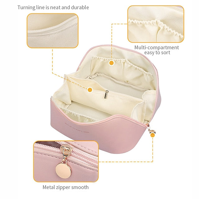 Women's Cosmetic Makeup Handbag Leather PU Bag Travel FashionChic