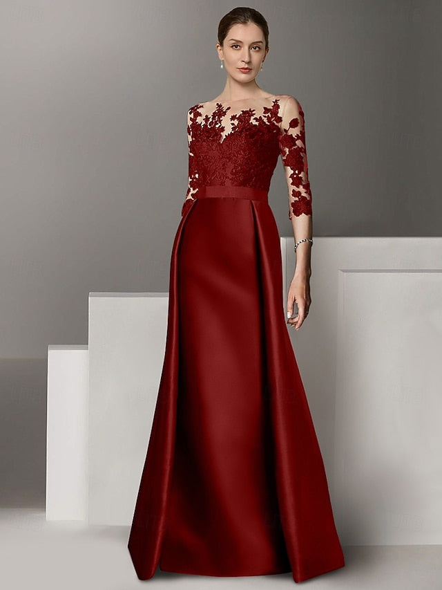 Evening Wedding Sweep / Elegant Gown Brush A-Line Dress Guest FashionChic