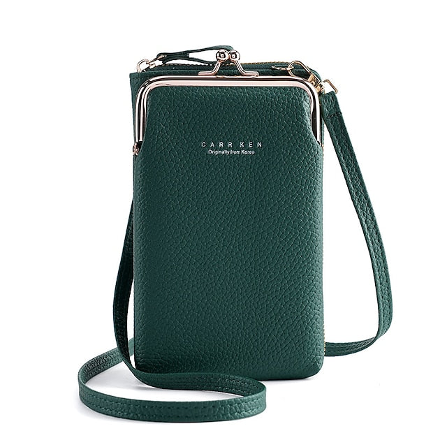 Bag Gold Women's Faux with Frame Leather Black Crossbody FashionChic